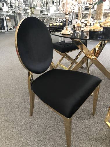 Krzesło welurowe czarno złote