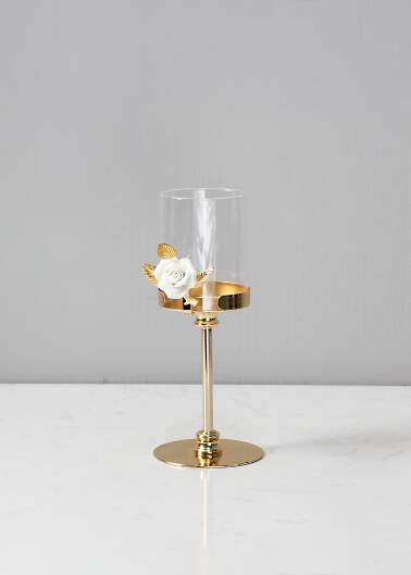 Świecznik złoty Róża 