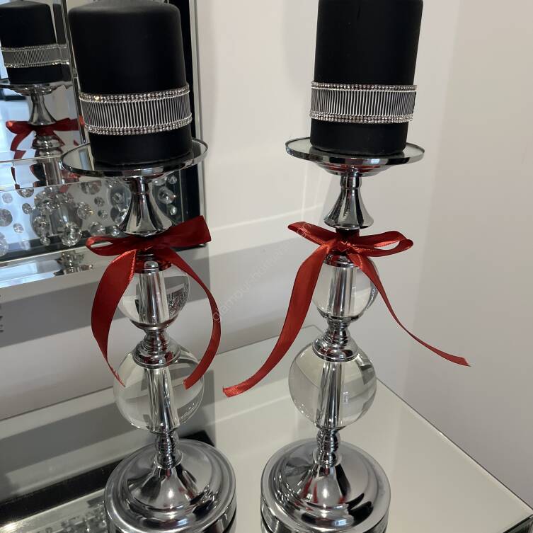 Świecznik wysoki srebrny 36 cm 