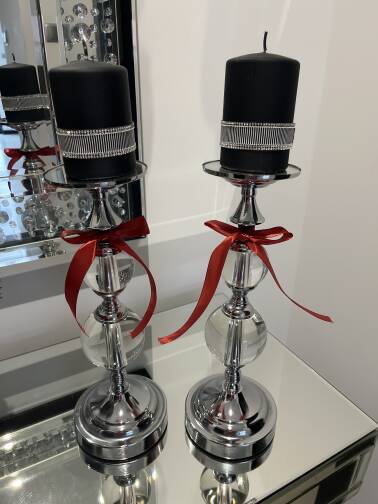 Świecznik wysoki srebrny 36 cm 