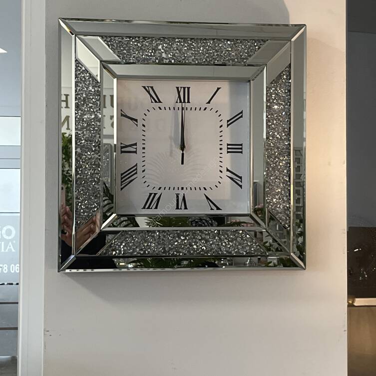 Zegar lustrzany 50x50 kryształki 