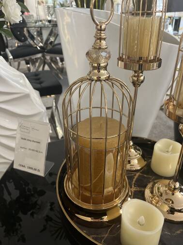 Świecznik zloty klatka 43 cm 
