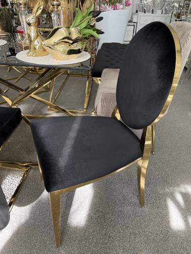 Krzesło welurowe czarno złote