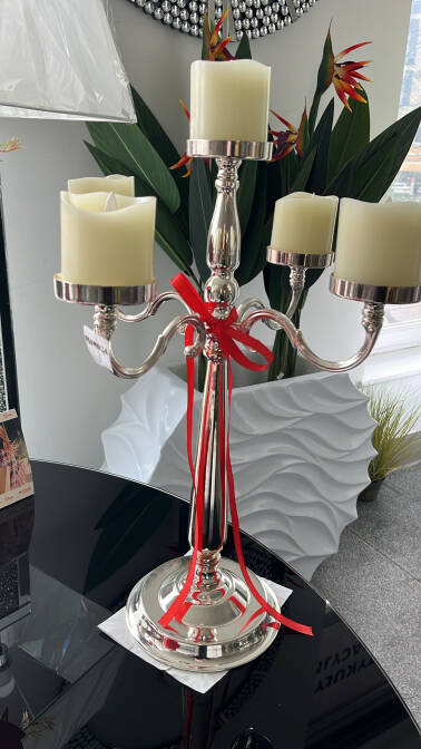 Świecznik kandelabr srebrny 62 cm 