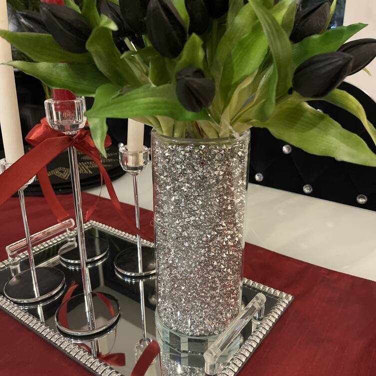 Wazon srebrny z kryształkami 