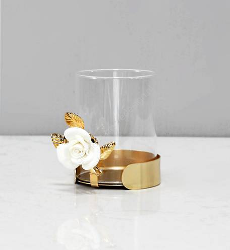 Świecznik złoty Róża 