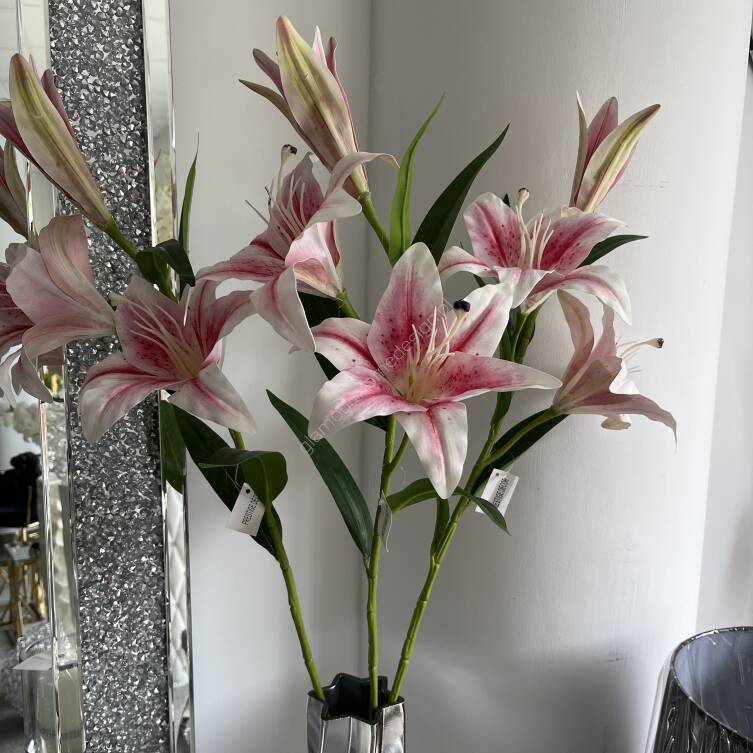 Gałązka lili różowo biała 90 cm 