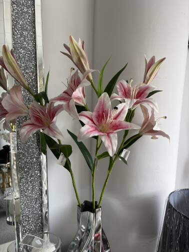 Gałązka lili różowo biała 90 cm 