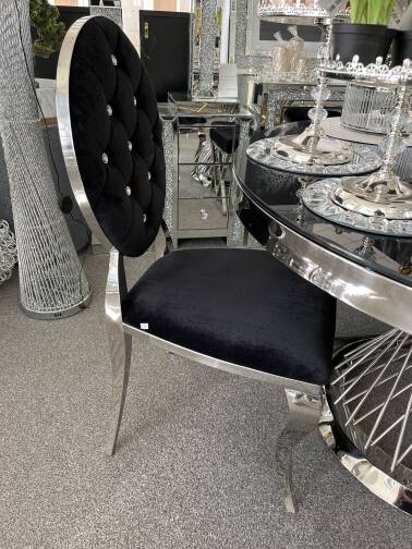 Krzesło welurowe czarno srebrne