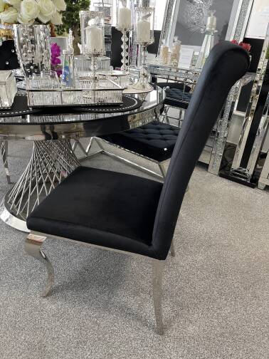 Krzesło welurowe czarno-srebrne