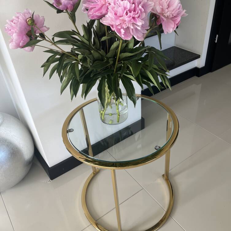 Stolik złoty szklany 45 cm
