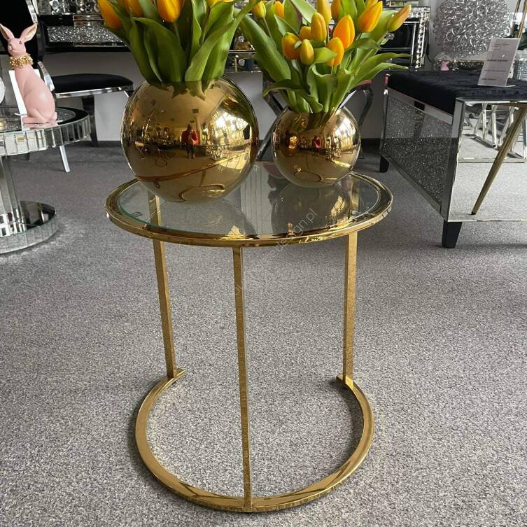 Stolik złoty szklany 45 cm