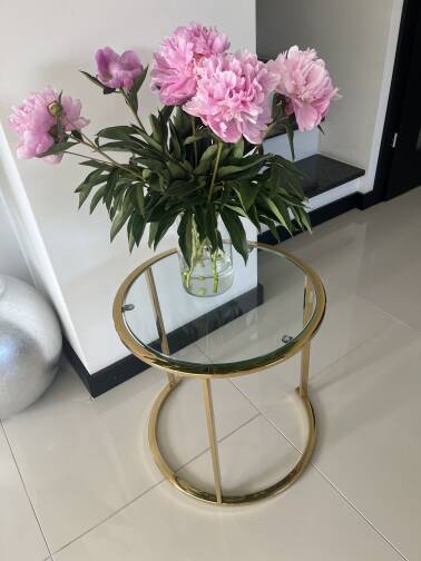 Stolik złoty szklany 45 cm