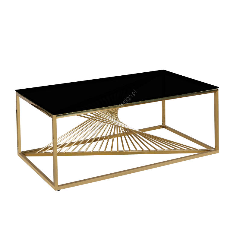 Stolik ława złota Royall czarne szkło 120 cm 