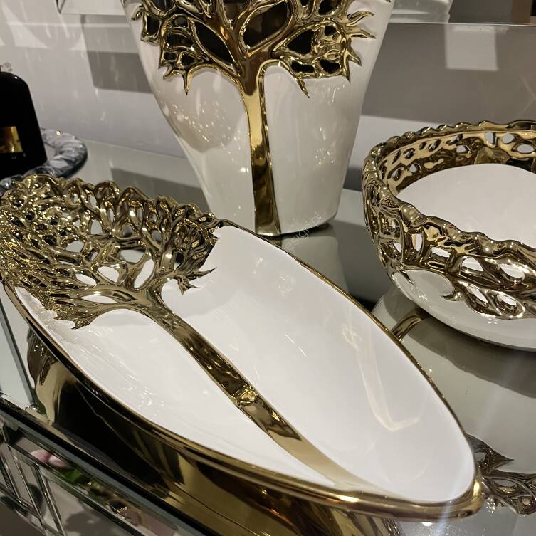 Patera dekoracyjna biało złota 