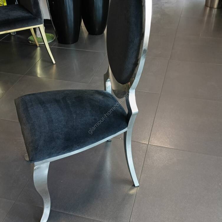 Krzesło welurowe czarno srebrne
