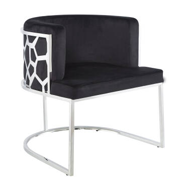 Krzesło fotel welur czarno srebrne