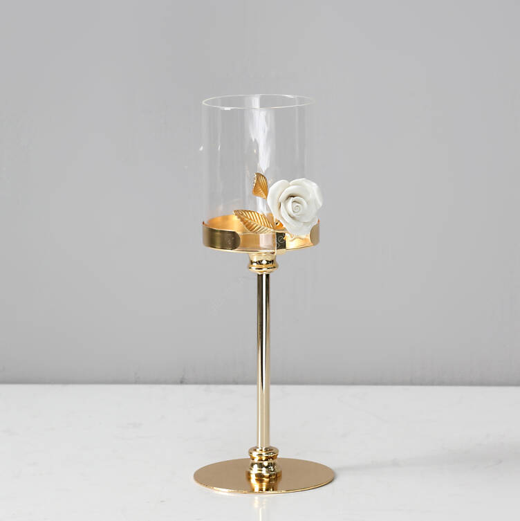 Świecznik złoty Róża 
