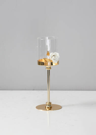 Świecznik złoty Róża 