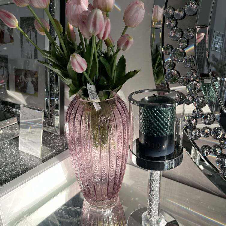 Wazon szklany różowy 