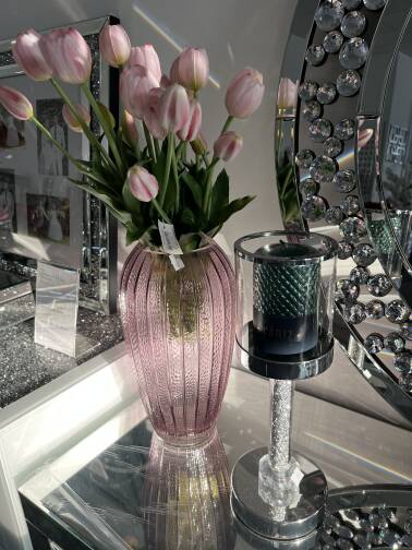 Wazon szklany różowy 