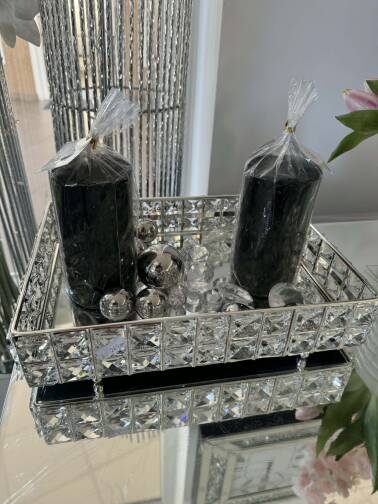 Taca patera srebrna z kryształkami 