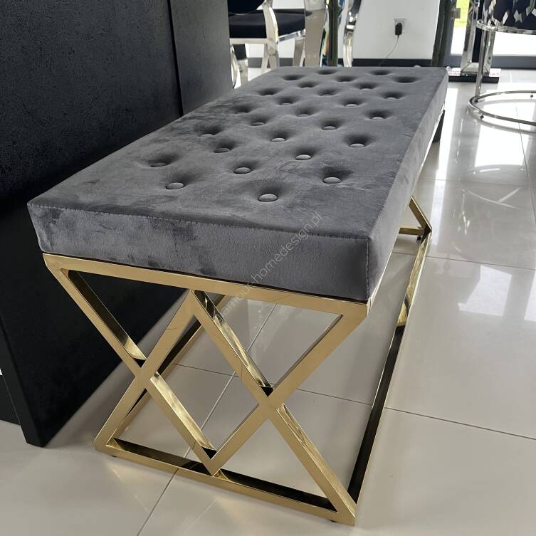 Siedzisko ławka szary złoty 97 cm