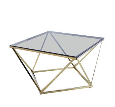 Stolik złoty LINDA 80 cm szare szkło 